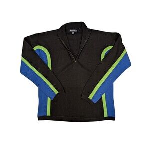 Vintage Britches Ski Sweater Men's Large 1/4 Zip Pullover Long Sleeve Lime Green